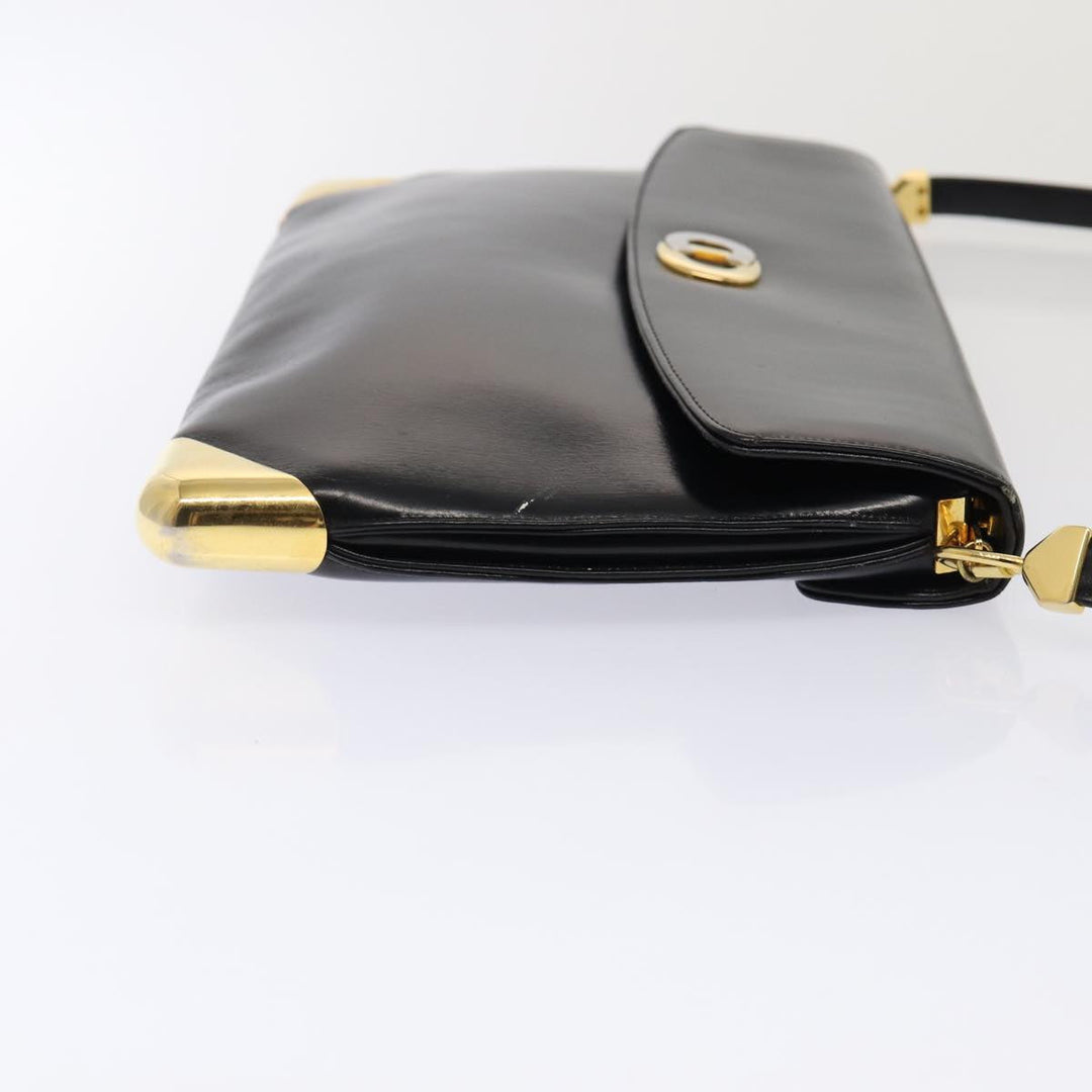 CHRISTIAN Top quality Dior Shoulder Bag Leather Black Gold Auth bs17308