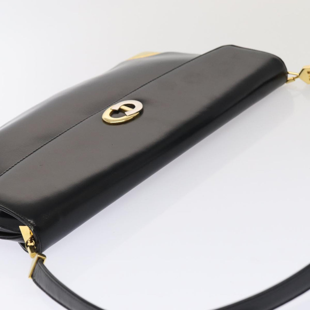 CHRISTIAN Top quality Dior Shoulder Bag Leather Black Gold Auth bs17308