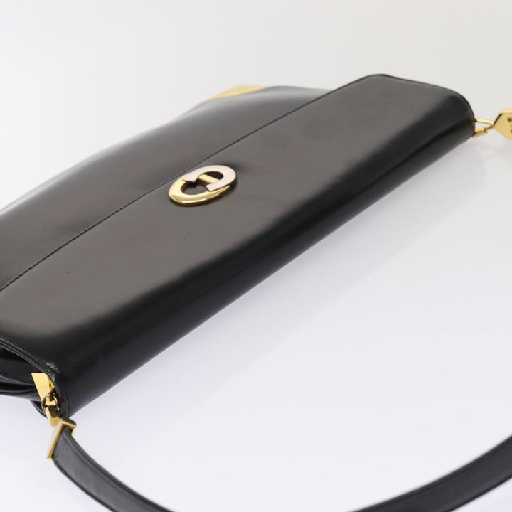 CHRISTIAN Top quality Dior Shoulder Bag Leather Black Gold Auth bs17308