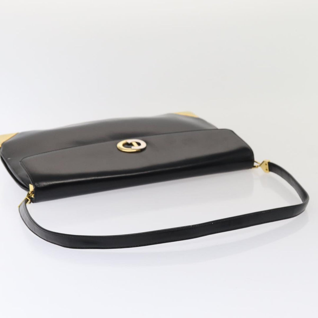 CHRISTIAN Top quality Dior Shoulder Bag Leather Black Gold Auth bs17308