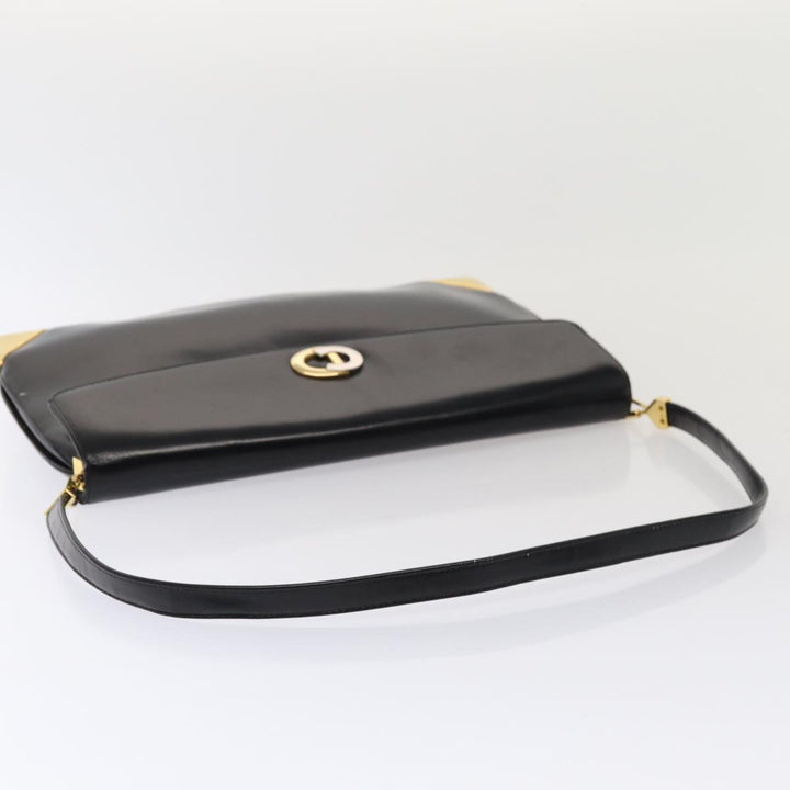 CHRISTIAN Top quality Dior Shoulder Bag Leather Black Gold Auth bs17308