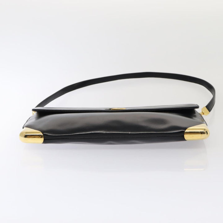 CHRISTIAN Top quality Dior Shoulder Bag Leather Black Gold Auth bs17308