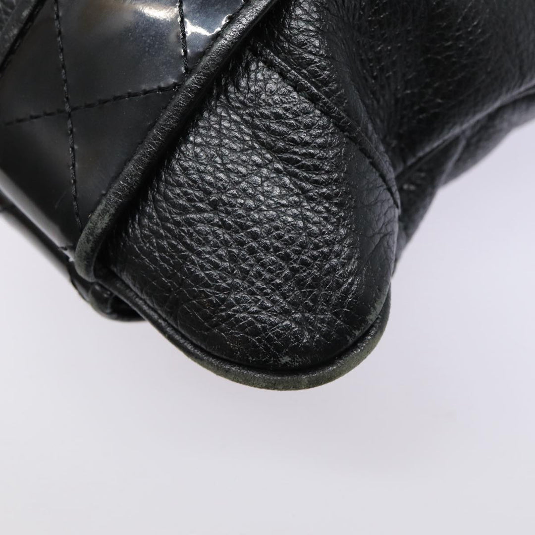 Burberry Shoulder Bag Leather Black Gold Auth bs17314