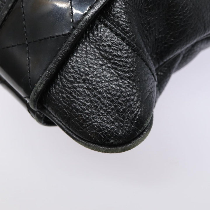 Burberry Shoulder Bag Leather Black Gold Auth bs17314
