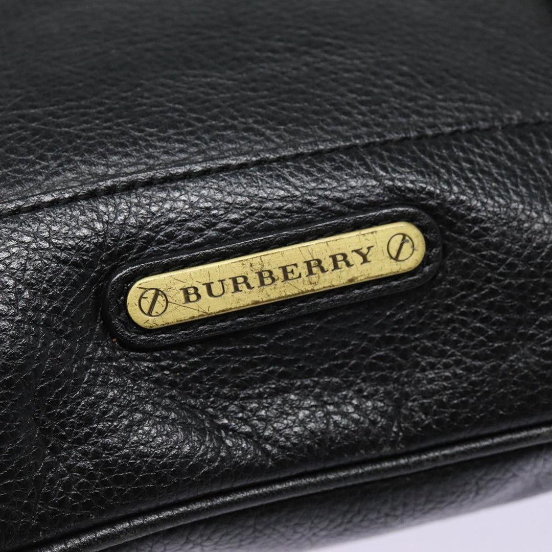 Burberry Shoulder Bag Leather Black Gold Auth bs17314