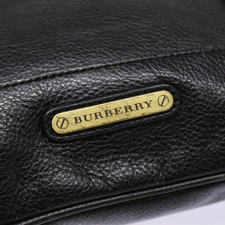 Burberry Shoulder Bag Leather Black Gold Auth bs17314