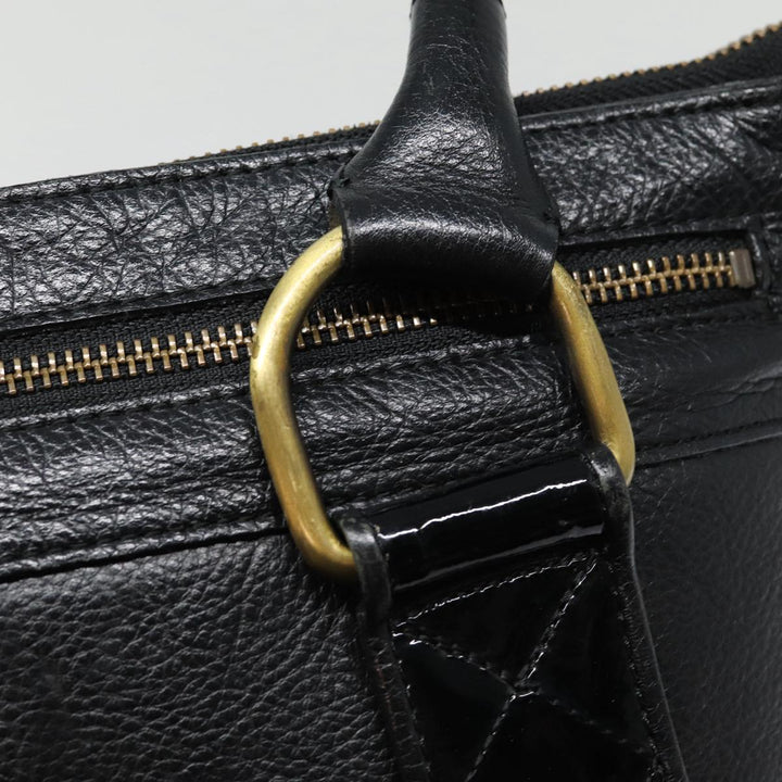 Burberry Shoulder Bag Leather Black Gold Auth bs17314