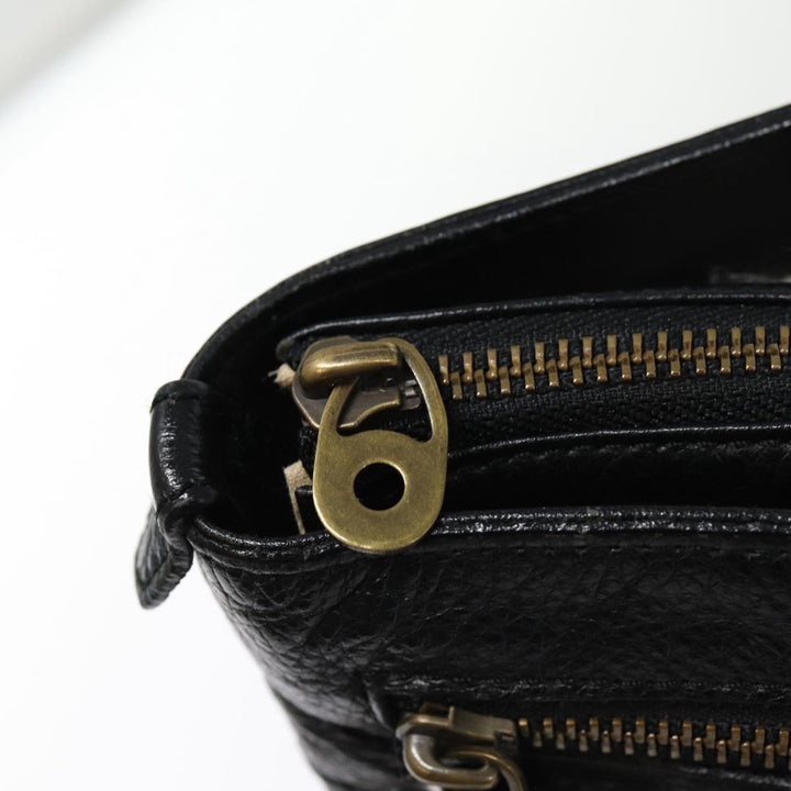Burberry Shoulder Bag Leather Black Gold Auth bs17314