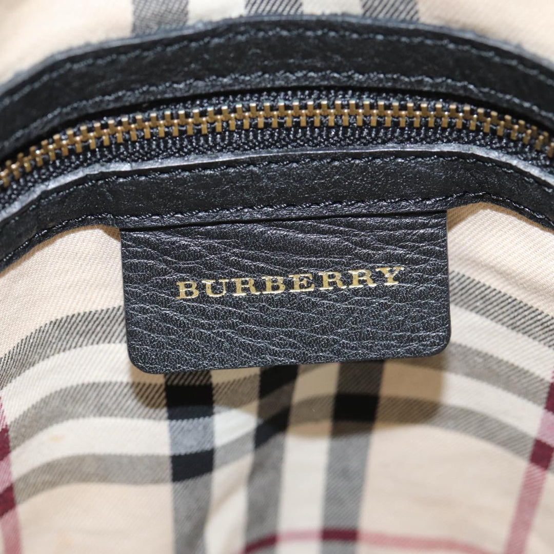 Burberry Shoulder Bag Leather Black Gold Auth bs17314