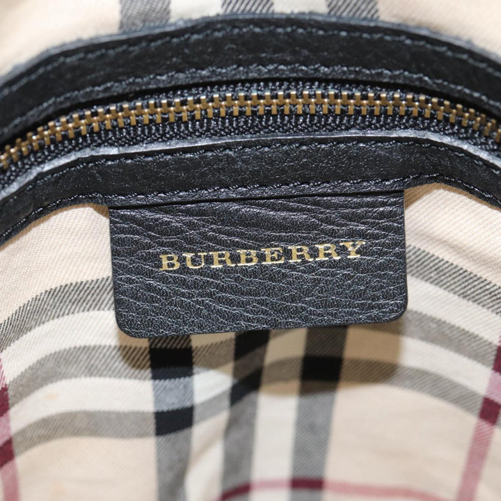 Burberry Shoulder Bag Leather Black Gold Auth bs17314