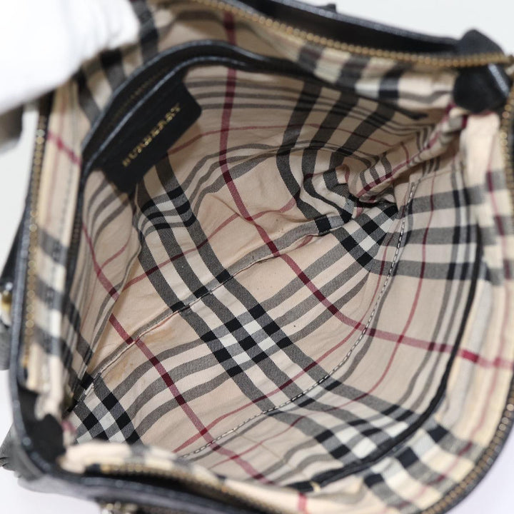 Burberry Shoulder Bag Leather Black Gold Auth bs17314
