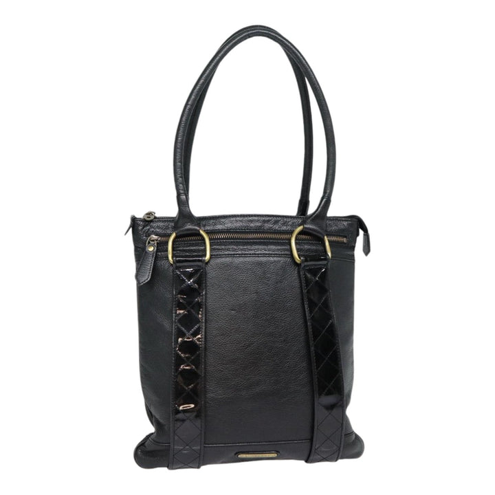 Burberry Shoulder Bag Leather Black Gold Auth bs17314