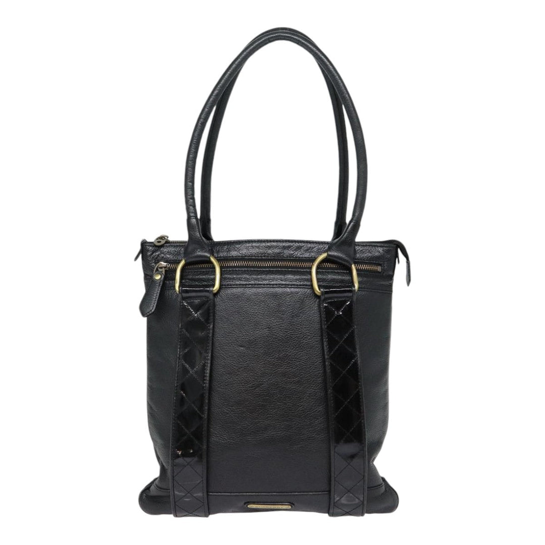 Burberry Shoulder Bag Leather Black Gold Auth bs17314