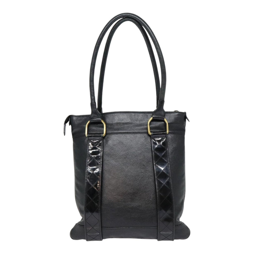 Burberry Shoulder Bag Leather Black Gold Auth bs17314