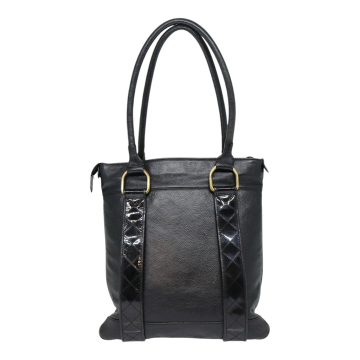 Burberry Shoulder Bag Leather Black Gold Auth bs17314