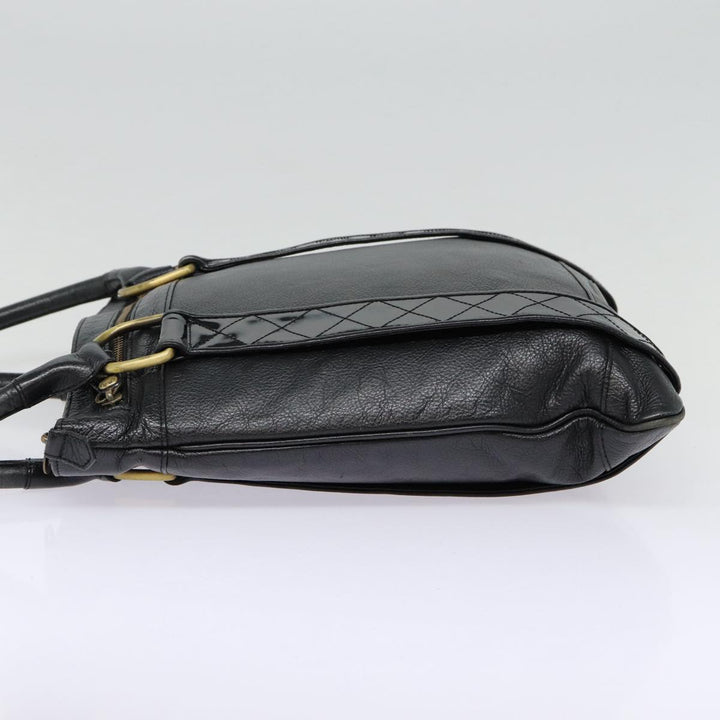 Burberry Shoulder Bag Leather Black Gold Auth bs17314