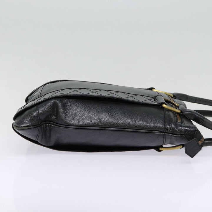 Burberry Shoulder Bag Leather Black Gold Auth bs17314