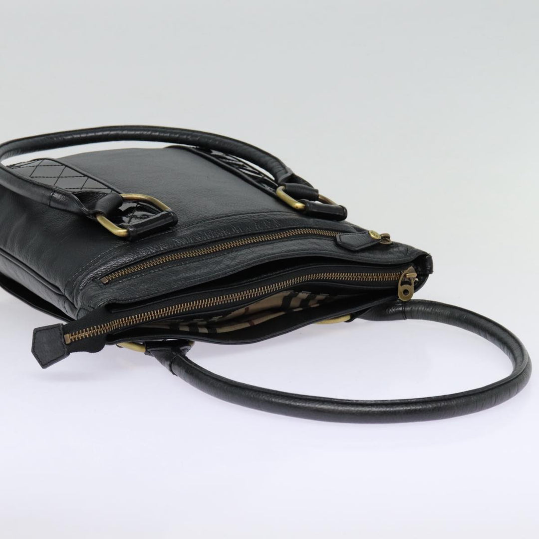 Burberry Shoulder Bag Leather Black Gold Auth bs17314