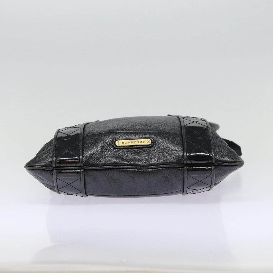Burberry Shoulder Bag Leather Black Gold Auth bs17314
