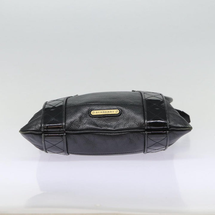 Burberry Shoulder Bag Leather Black Gold Auth bs17314