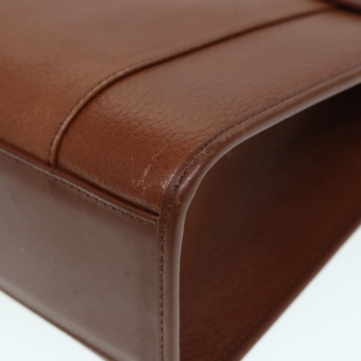 BurberrySs Hand Bag Leather 2way Brown Silver Auth bs17329