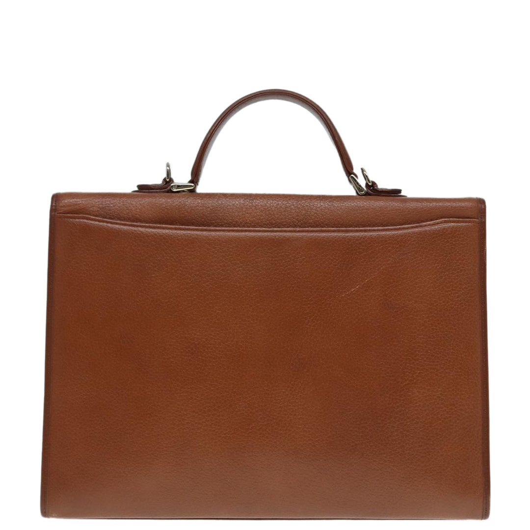 BurberrySs Hand Bag Leather 2way Brown Silver Auth bs17329