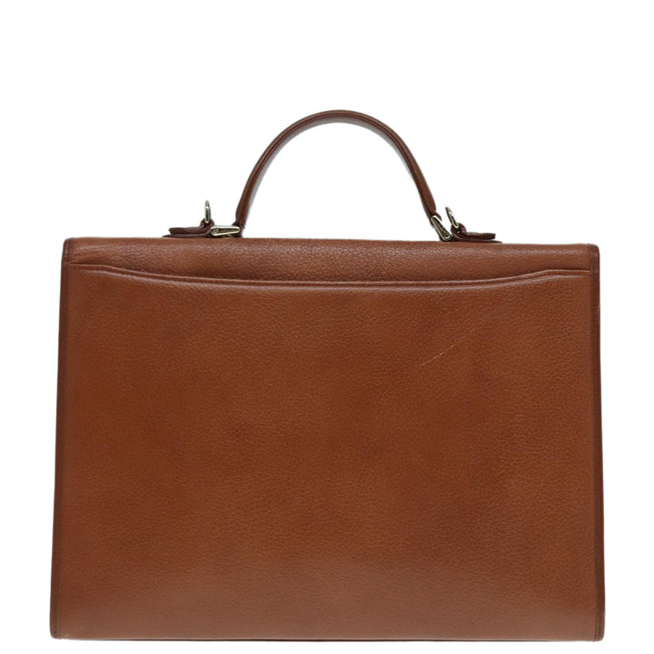 BurberrySs Hand Bag Leather 2way Brown Silver Auth bs17329