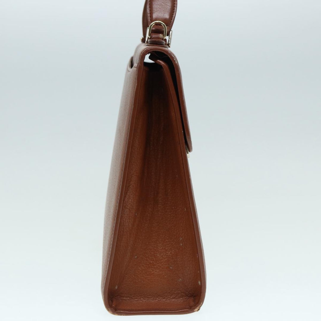 BurberrySs Hand Bag Leather 2way Brown Silver Auth bs17329