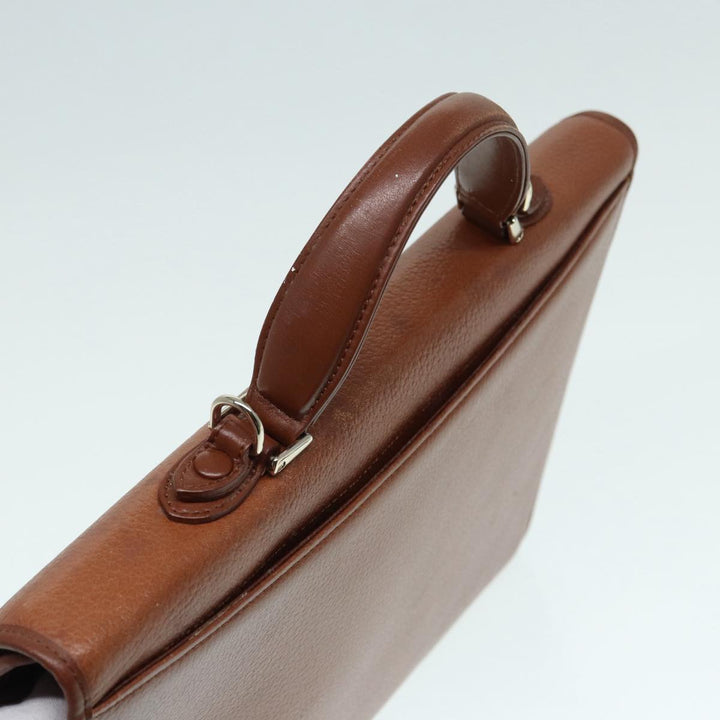 BurberrySs Hand Bag Leather 2way Brown Silver Auth bs17329