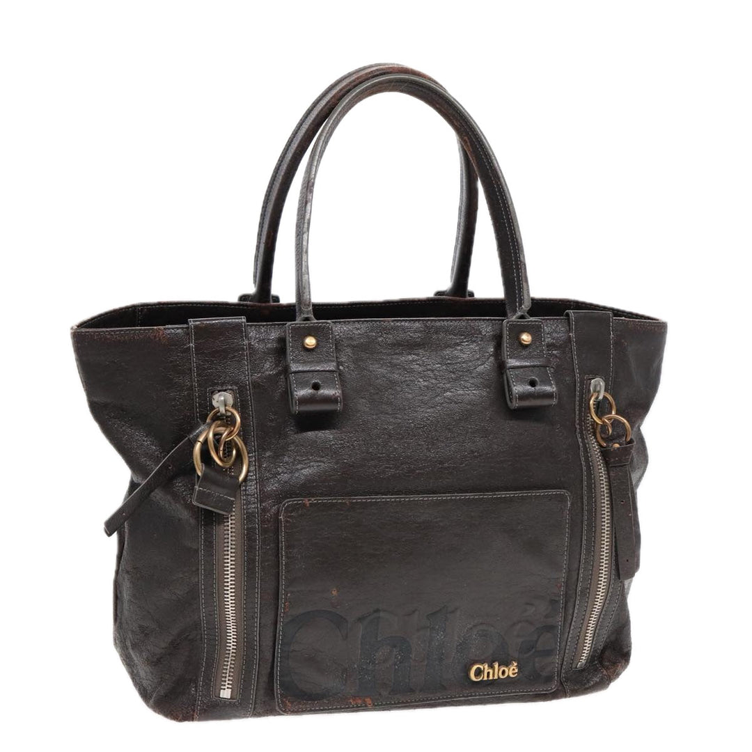 Chloe Tote Bag Leather Brown Gold bs17349