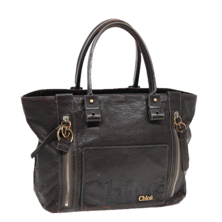 Chloe Tote Bag Leather Brown Gold bs17349