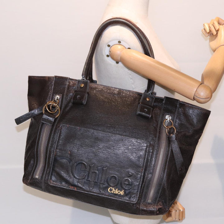 Chloe Tote Bag Leather Brown Gold bs17349