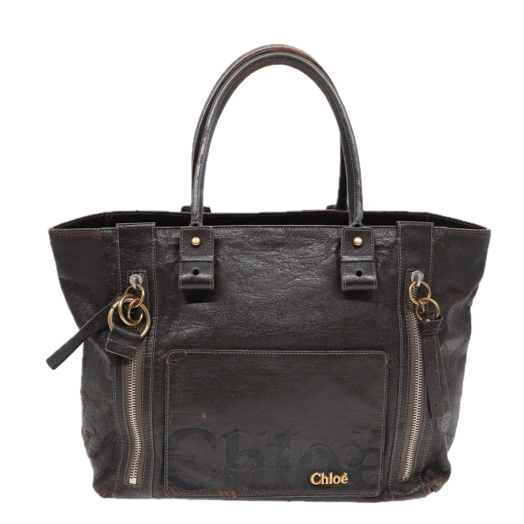 Chloe Tote Bag Leather Brown Gold bs17349