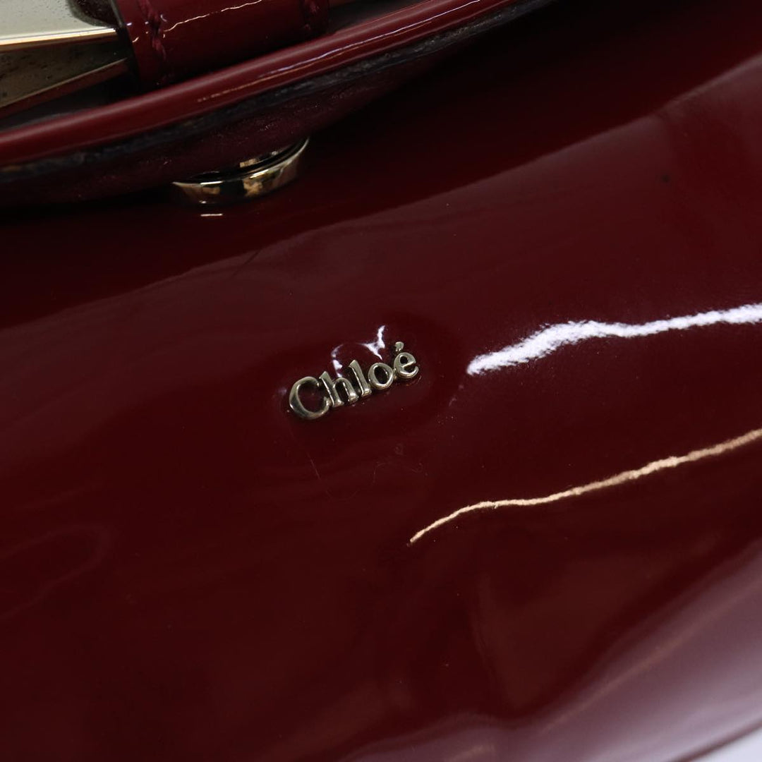 Chloe Lily Hand Bag Enamel 2way Red Gold bs17351