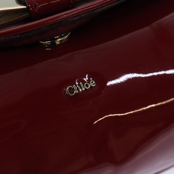 Chloe Lily Hand Bag Enamel 2way Red Gold bs17351