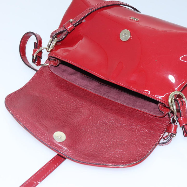 Chloe Lily Hand Bag Enamel 2way Red Gold bs17351