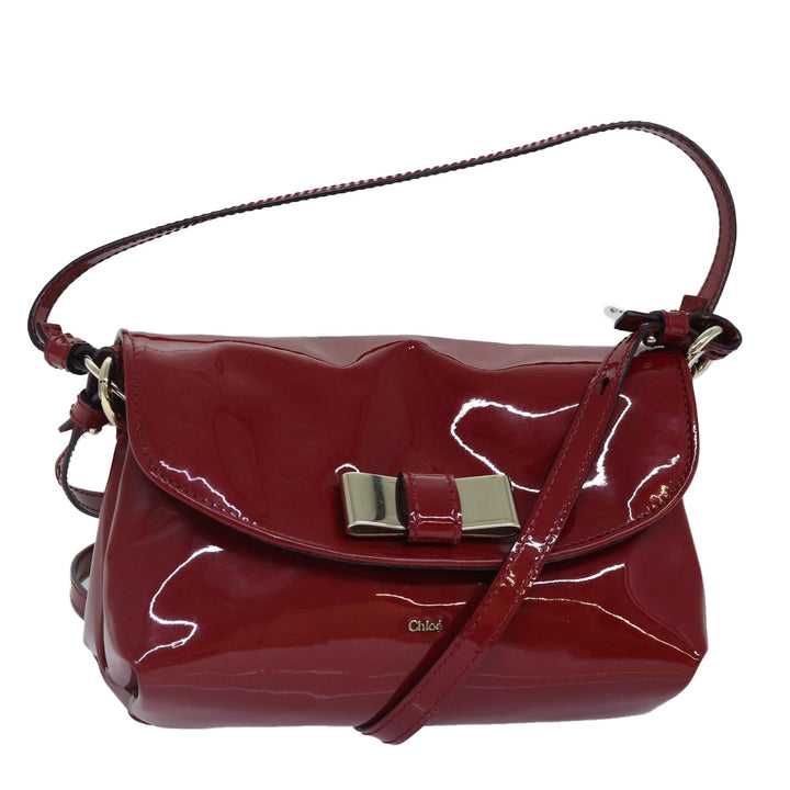 Chloe Lily Hand Bag Enamel 2way Red Gold bs17351