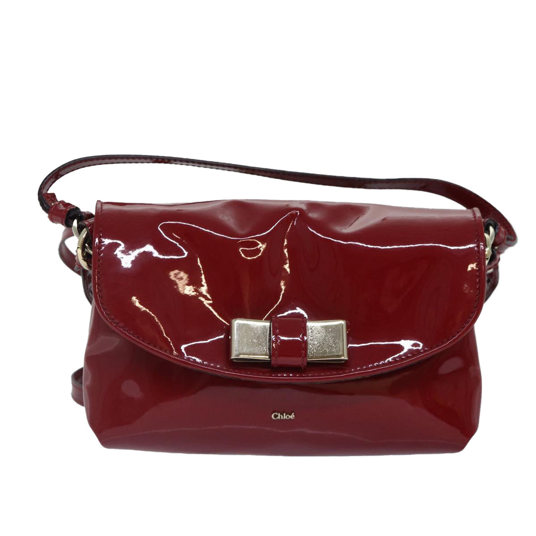 Chloe Lily Hand Bag Enamel 2way Red Gold bs17351