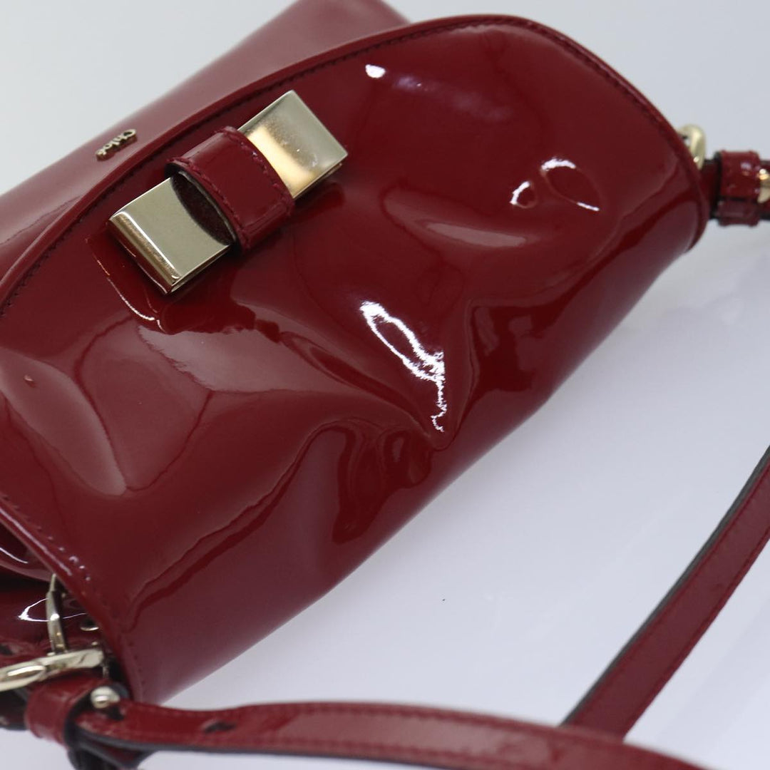 Chloe Lily Hand Bag Enamel 2way Red Gold bs17351