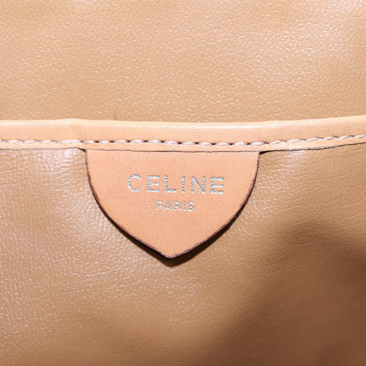 Celine Macadam Canvas Shoulder Bag PVC Leather Brown Gold Auth bs17401