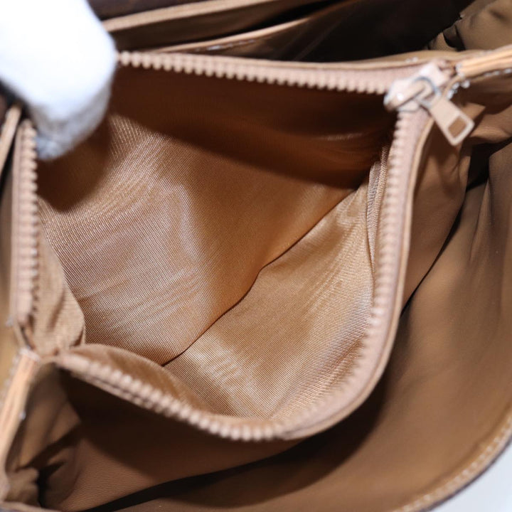 Celine Macadam Canvas Shoulder Bag PVC Leather Brown Gold Auth bs17401
