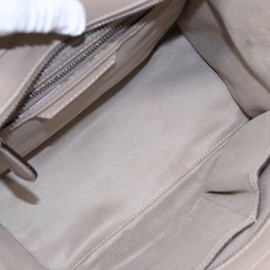 Celine Luggage Micro Tote Bag Leather Beige Silver Auth bs17402