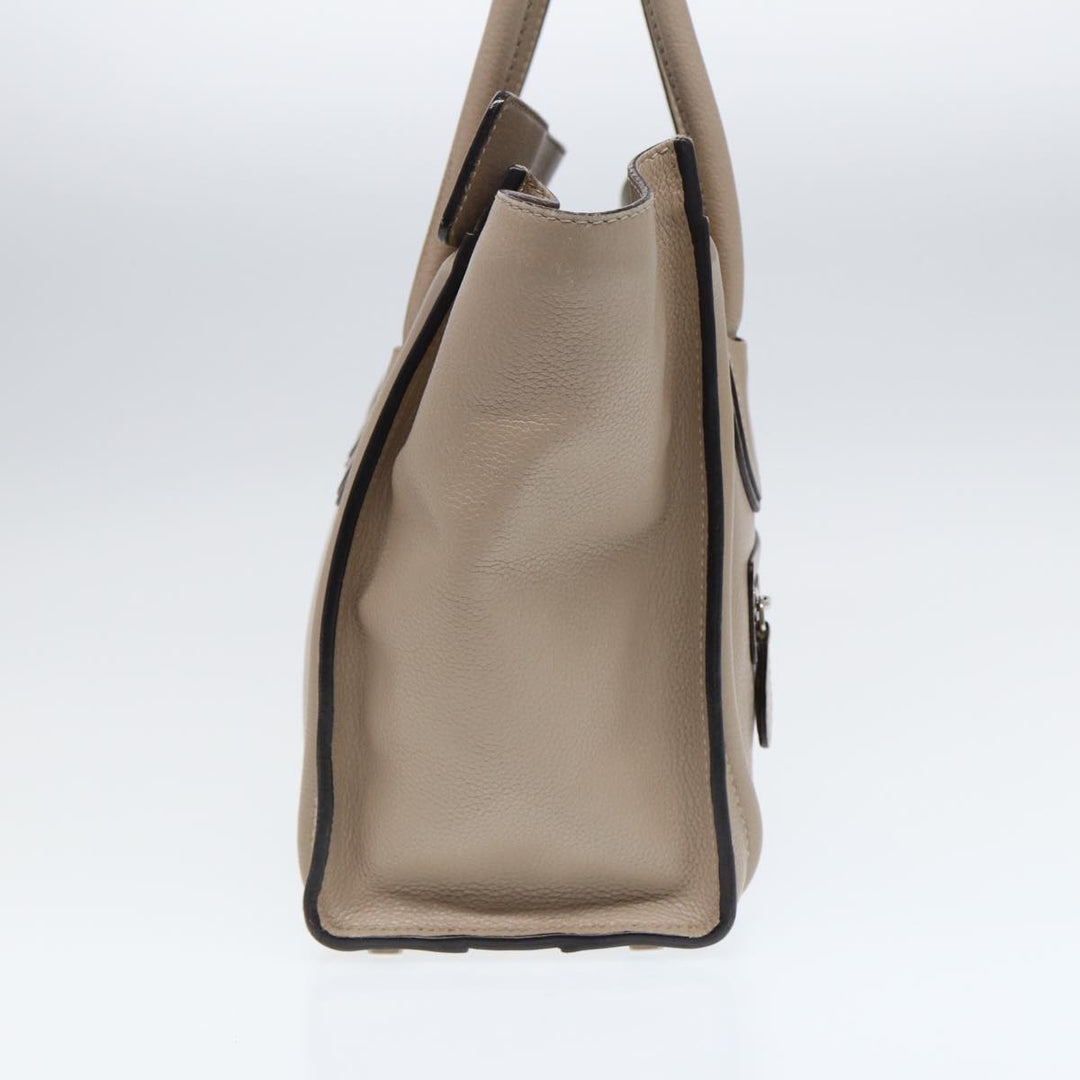 Celine Luggage Micro Tote Bag Leather Beige Silver Auth bs17402
