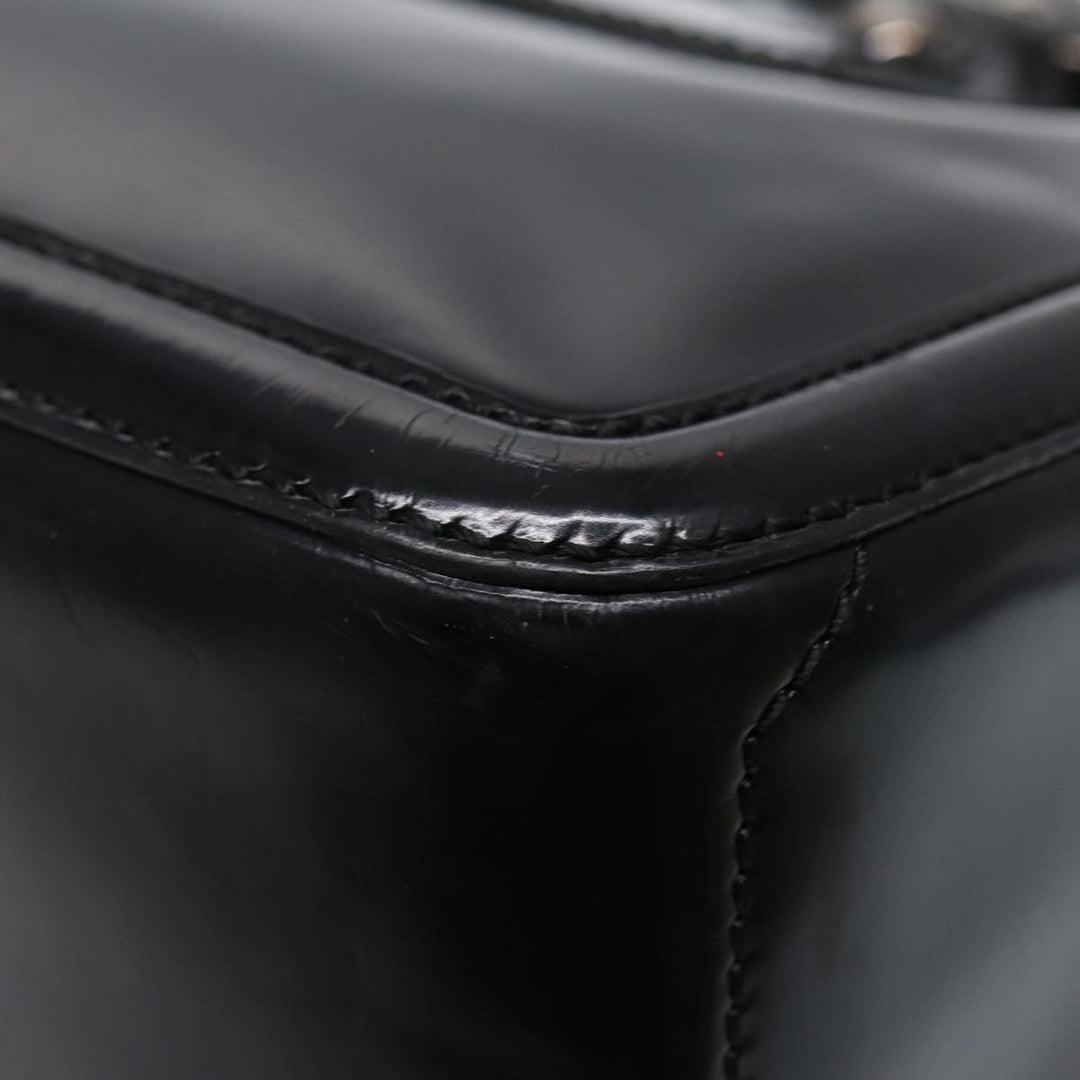 Celine Hand Bag Leather Black Silver Auth bs17403