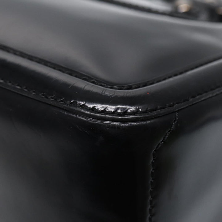 Celine Hand Bag Leather Black Silver Auth bs17403