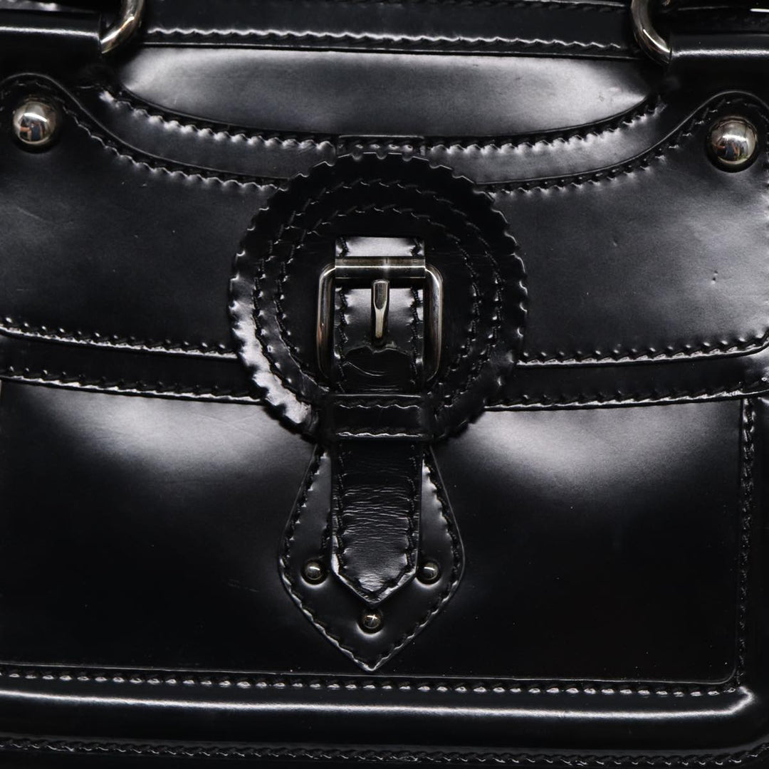 Celine Hand Bag Leather Black Silver Auth bs17403