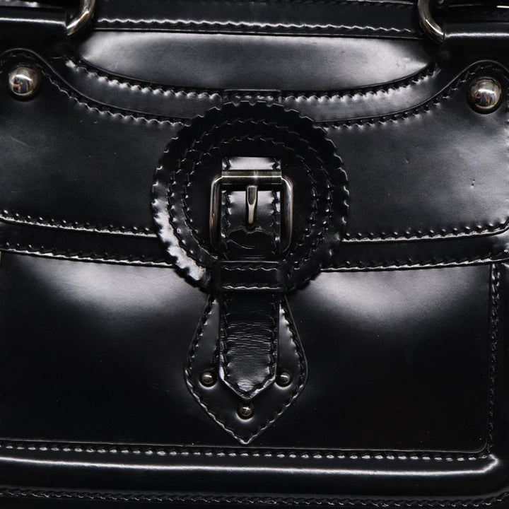 Celine Hand Bag Leather Black Silver Auth bs17403