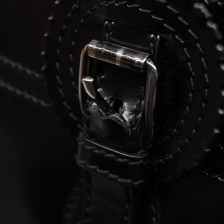 Celine Hand Bag Leather Black Silver Auth bs17403