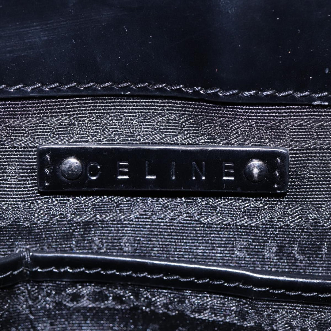 Celine Hand Bag Leather Black Silver Auth bs17403