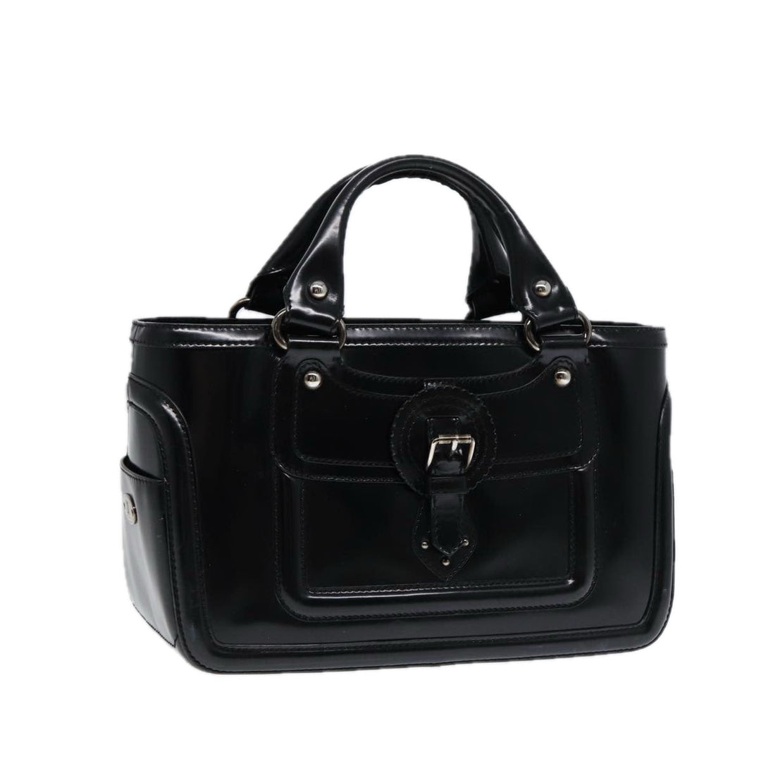 Celine Hand Bag Leather Black Silver Auth bs17403